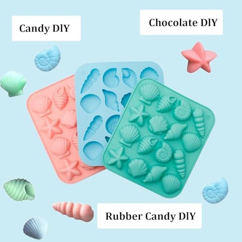 Seashell Silicone Mold Ocean Theme Chocolate Mold Candy Mold Baking Mold Silicone Mold for Cake Decoration Resin Soap Wax DIY Craft Food Grade