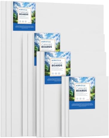 Canvas Boards for Painting 12 Pack Paint Canvas Panels Set-5x7, 8x10, 9x12,12x16 Inches-100% Cotton 10 Pack Canvas Panels for Acrylic, Oil, and Watercolor - Ideal for Artists and Hobbyists