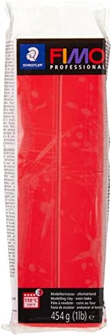 STAEDTLER 8041-200 FIMO Professional Oven-Hardening Polymer Modelling Clay, 454g - True Red (Single Block)
