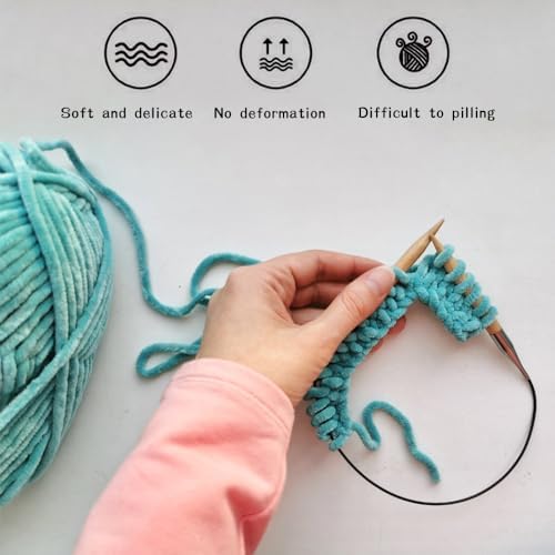 4 PCS 400g Soft Chenille Velvet Yarn for Crocheting,Fluffy Warm Yarn for Knitting and Crochet DIY Craft Blanket Bag Hat Scarve Clothe Gloves Slippers Doll (Green)