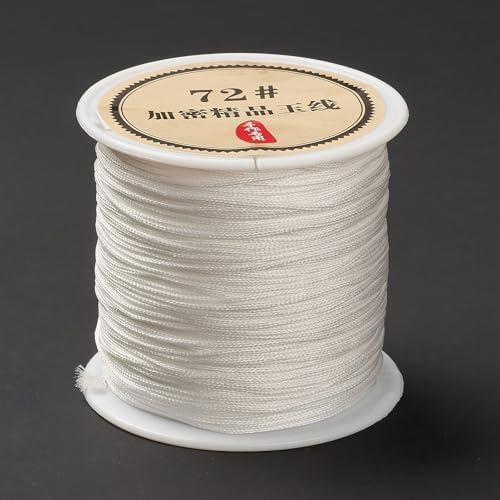 43 Yards Nylon String Friendship Bracelets String 0.8mm Nylon Beading Thread Braided Chinese Knotting Cord Macrame Cords for Kumihimo Necklaces Tassels Jewelry Crafts (White)