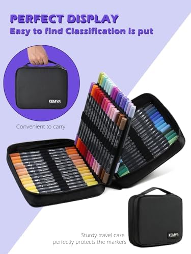KEMYR Markers for Adult Coloring Books No Bleeding,60 Colors by Number