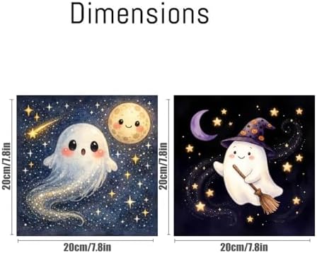 pchmcu 2 Pcs Halloween Paint by Numbers Kits for Kids Framed - Ghosts Adults' Paint-by-Number Kits on Canvas Easy Acrylic Oil Painting by Number for Home Decor Gifts 8x8 inchs