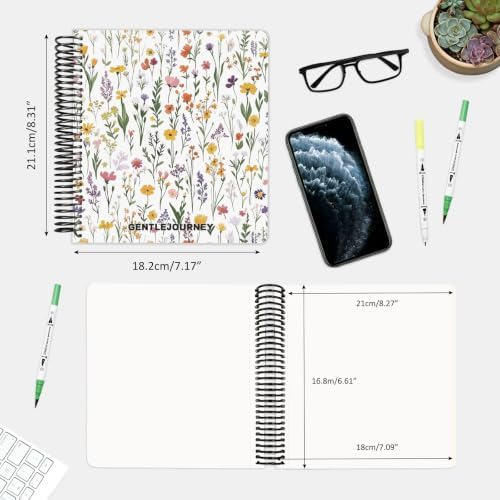 Hardcover Sketchbook,7.2"x8.3"Spiral Bound Drawing Pad,Field Floral