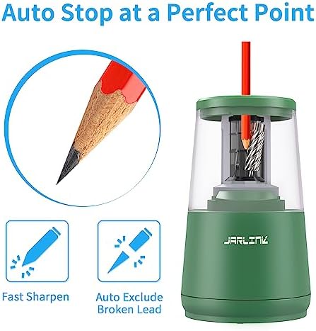 JARLINK Electric Pencil Sharpener, Heavy Duty Helical Blade, Auto Stop