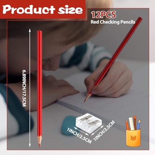 12 Pack Red Colored Pencils for Kids, Pre-sharpened Art Pencils Back to School Supplies Set, Drawing Sketching Pencils for Students, Teachers, Classroom