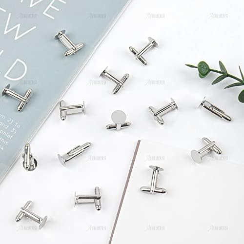AUEAR, Metal Cufflinks Cuff Button Blank Cabochons Tray Bezel Cufflink Blanks Setting for Jewelry Making DIY Crafts