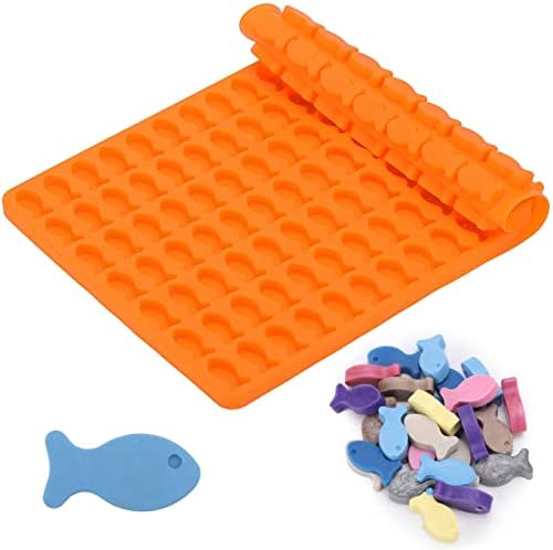 112 Cavity Silicone Molds Mini Fish Shaped Dog Treats Mold Non-stick Chocolate Molds for Baking and Freezing Candy, Biscuits, Ice Cubes