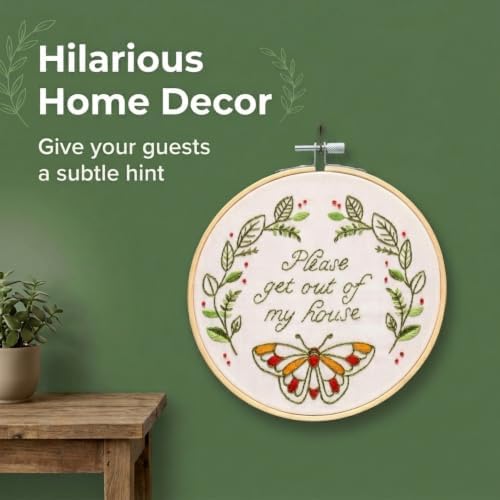 FUNATIC Please Get Out of My House Funny Embroidery Kit for Adults