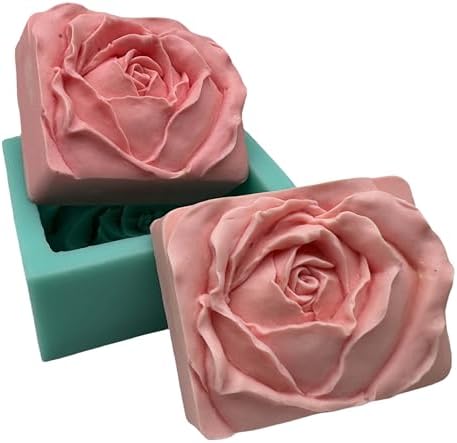 Rose Bud Soap Mold Beautiful Rose Flower Blossom Silicone Mold for Rectangle 100grams Soap Bar Lotion Bar Making DIY Handmade Soap Making Molds Silicone Mould for Candle Resin Art Craft Making