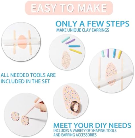 Patemby Clay Earring Jewelry Making Kit Art Crafts Set for Teen Girl Adult | Ages 12+ DIY Polymer Clay Earring Jewelry Craft Making Set, 135Pcs Make Your Own Earrings Supplies Fun Birthday Gift