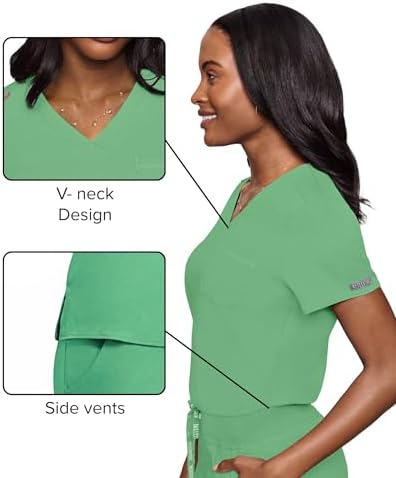 Med Couture Touch Women's Scrub Tops V-Neck Tuck-in Top with 1 Pocket