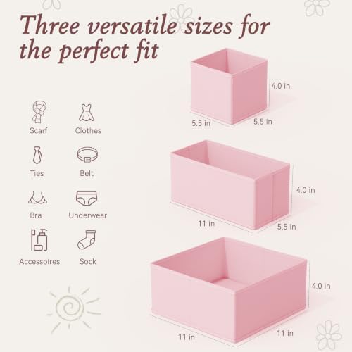 Criusia Drawer Organizer 18-Piece Set, Dresser Organizer for Baby Clothes, Foldable Closet Storage & Drawer Dividers for Underwear, Socks, Nursery (Pink)