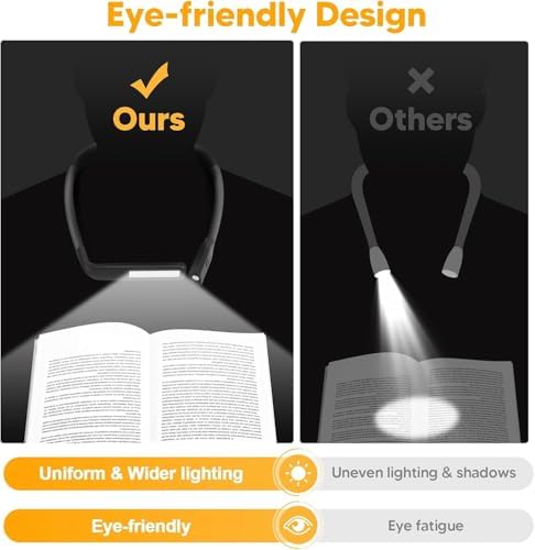Neck Light, Rechargeable Reading Light, 3 Color Stepless Dimming