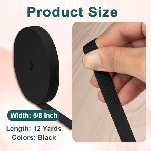 Airisoer Elastic Bands for Sewing 5/8 Inch x 12 Yards, Black