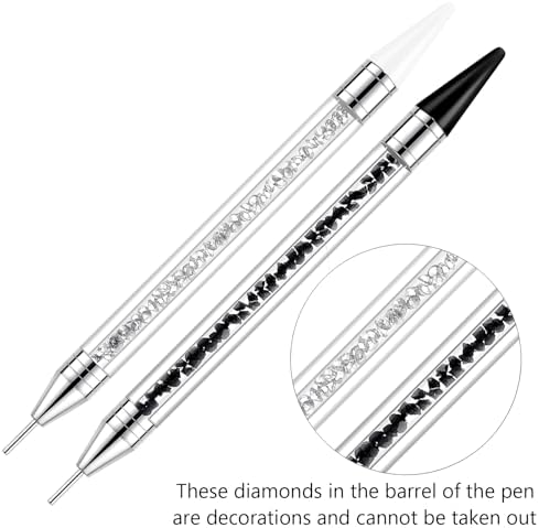 LIGHT RAIN Rhinestone Picker Tool - 2pcs Dual-head Bedazzling Pen with 4 Wax Tips, 8pcs Clay, Adjustable Precision Tweezers, 1400pcs Rhinestones and 2pcs Organizer Tray Kit for Nail Art