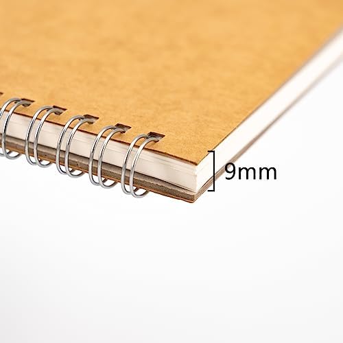 DSTELIN 10 inch x 7.5 inch, 100GSM, Blank Spiral Notebook, 1-Pack, Soft Cover, Sketch book, 100 Pages / 50 Sheets, with writing backboard, (Brown)