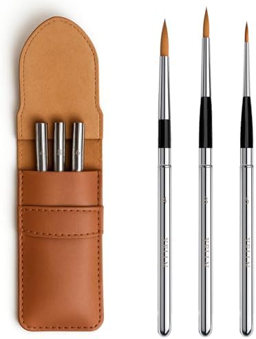 Travel Watercolor Brushes, Travel Kit with Leather Pouch Perfect for Watercolor Acrylics Gouache Ink Painting