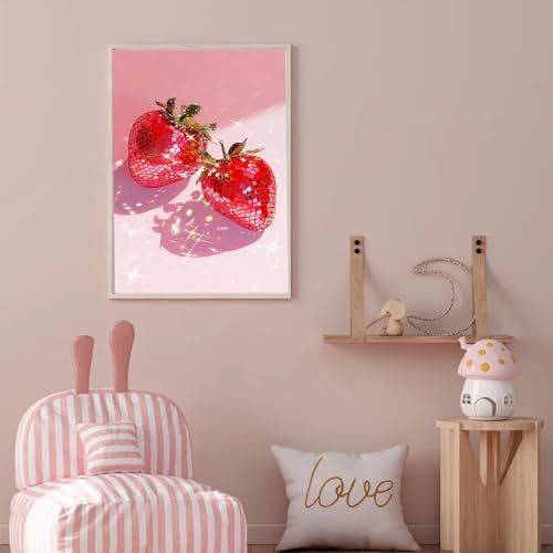 RYMILIE Strawberry Diamond Art Kits for Adults Diamond Painting Kit 12x16in | 5D Crystal Stress Relief Diamond Art Painting Kit for Beginners, DIY Full Round Drill Gem Art Crafts for Home Wall Decor Gift