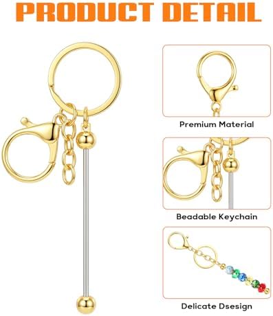 30Pcs Blank Beadable Keychain Bars Bulk Blank Metal Keychain
