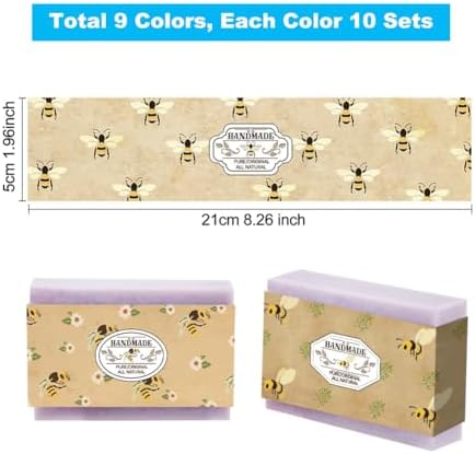 PH PandaHall 90pcs Soap Packaging Paper - 9 Styles Bee Soap Wrapper Animal Wrap Paper Tape Vertical Soap Paper Tag Sleeves Covers for Homemade Soap Bar Packaging, 8.2 Inch Long