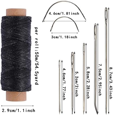 55 Yards Waxed Thread with 7 Leather Needles for Hand Sewing