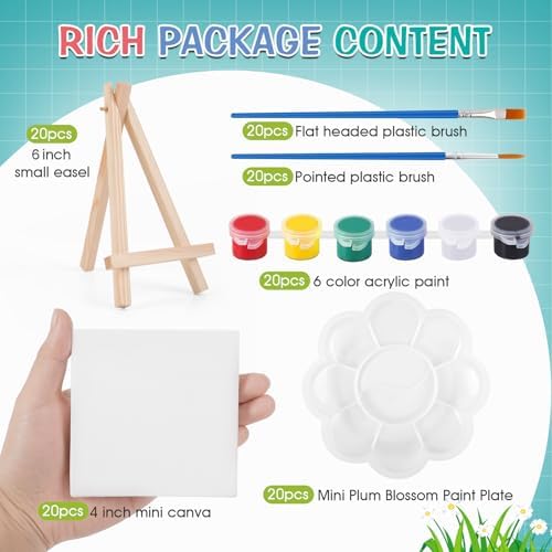 ESRICH 20 Set Canvas Painting Kit, Mini Acrylic Paint Set