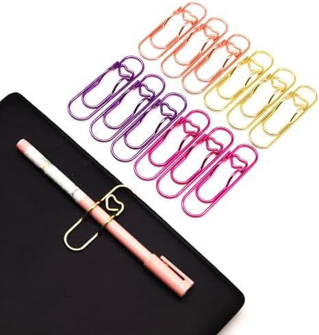 12 Pcs Cute Pen Holder Clips for Notebook, Paperclip Pen Holder