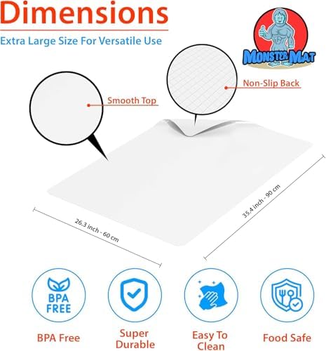 MonsterMat Extra Large Flexible Kitchen Mat – 23.4" x 35.6" x 0.08" – Ultra Thin Chopping Board, durable, Non-Slip, and Versatile Kitchen Extra Large Cutting Board and Craft Cutting Mat (1)