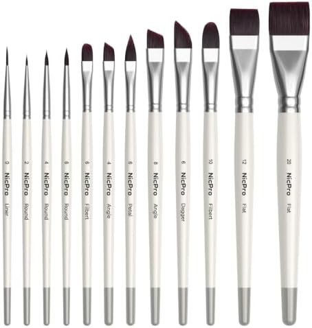 Nicpro 12pcs Face Paint Brushes Set, Soft Face Painting Brushes White