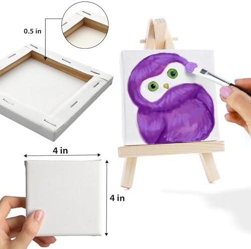 ArtSkills Stretched Canvas for Painting, 4x4 Mini Canvas, 12-Pack Framed | Blank Canvas, Premium Wood Frame, Painting Supplies for Artists
