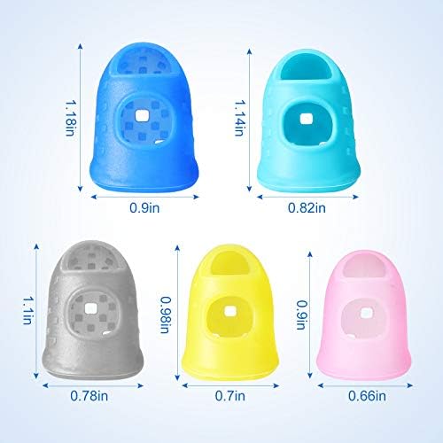 Zonon 20 Pcs Rubber Thimble Finger Protector,Blue | Hand Sewing Embroidery Finger Grips Tips Guard 5 Sizes, Hot Glue Sorting Paperwork Carving Quilting Knitting Craft Supplies