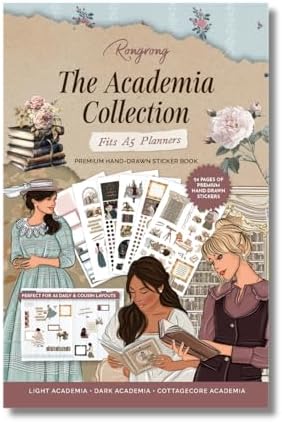 Hobonichi Compatible A5 Planner Sticker Book – Academia Collection Bookish Decorative & Functional Stickers for Cousin & Weeks Size Planners, Reading Journals & Creative Planning