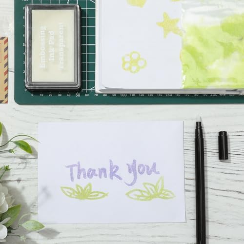 LemonSecret 4 Pcs Emboss It Kit Included 2 Clear Embossing Ink Pad 2 Embossing Pen White Stamp Ink Pad Emboss Kit for Paper Scrapbooking Crafts