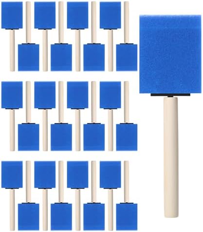 Bates- Foam Paint Brushes 2 Inch, 25 Pack, Blue 2 Inch Foam Brushes for Painting with Lightweight Wooden Handles