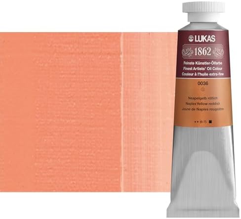 Lukas 1862 Professional German Oil Paint, Naples Yellow Reddish 37 mL - w/Beeswax & Non-Yellowing Sunflower Oil, Short Drying Time, Smooth, Outstanding Lightfastness
