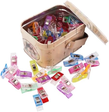 GDMINLO 100 Pack Multipurpose Sewing Clips for Quilting and Crafts with Tin Box, Assorted Colors