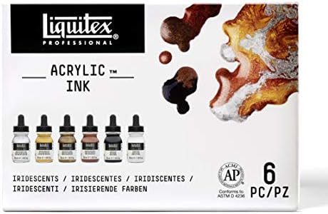Liquitex Professional Acrylic Ink, 1-fl oz (30ml), Iridescent Color Set, Set of 6
