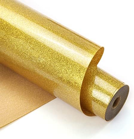HTVRONT Glitter HTV, 12" x 10ft Gold Glitter HTV Heat Transfer Vinyl