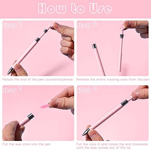 ZYNERY 2 Pcs Diamond Painting Pens with Wax, Refillable Wax Pen, Rotating Glue Point Drill Pen for Nail Art Rhinestones, Diamond Art Accessories and Tools, Quickly Pick Up Beads Gems (Pink, White)