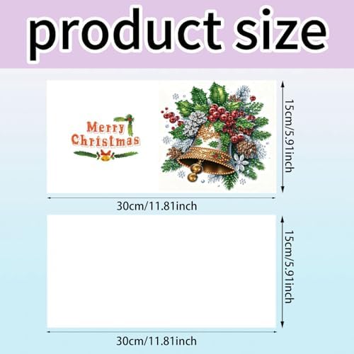 6Pcs Christmas Greeting Card DIY Diamond Art Painting Greeting Cards Blessing Folding Card Kit with White Envelopes Diamond Arts Crafts for Birthday Festival Gift-Bell