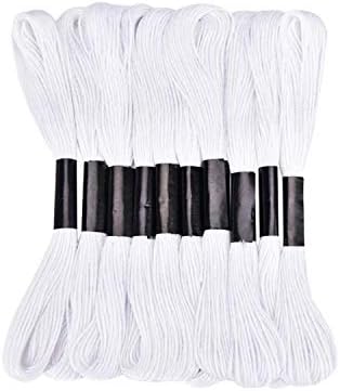 White Embroidery Floss, 24 Skeins Embroidery Thread Friendship Bracelet String, Cross Stitch Threads Hair Wrap Yarn