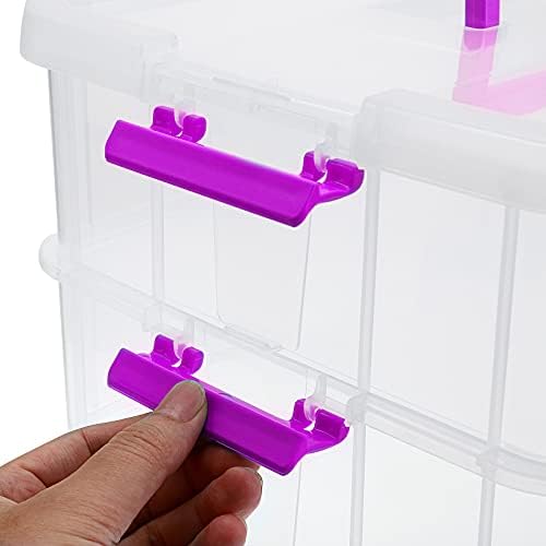 BTSKY 2 Layer Stack & Carry Box, Plastic Storage Container Box with Lid