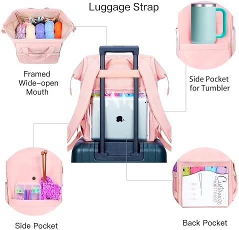Leudes Crochet Bag Backpack for Yarn Storage Tote Travel Large Knitting Bag