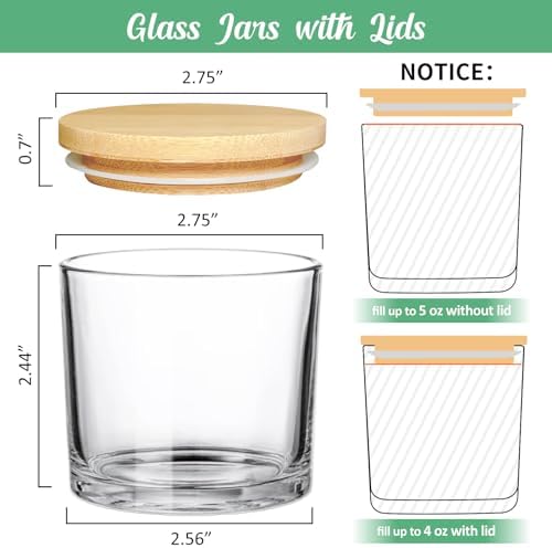 SUPMIND 4oz Clear Glass Candle Jars with Lids, 12pcs Bulk for Candle Making