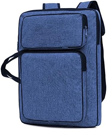 8K Artist Portfolio Carry Backpack Case Versatile Art Bags Waterproof Adjustable Drawing Board Backpack Art Storage Bags for Artworks Painting Drawing Sketching 19.7” x 14.6” x 2.4” (Blue)
