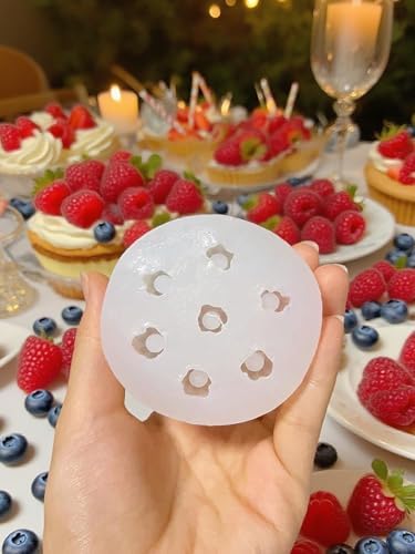 7 Cavity Raspberry Silicone Mold – 2 Pieces Silicone Fruit Mold for Chocolate, Fondant, Candle, Resin & Cake Decor, 3D DIY Candy Baking Tool for Parties & Gifts (Raspberry)
