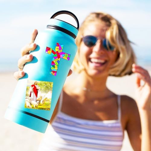 Jesus Christian Stickers, Religious Bible Faith Cross Sticker Pack Gifts for Adults Teens and Kids, 65PCS Vinyl Waterproof Aesthetic Jesus Stickers for Water Bottles Laptops Skateboards Guitar