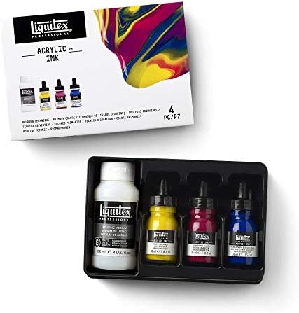 Liquitex Professional Acrylic Ink, 1-oz (30ml), Pouring Technique, Primary Colors, Set of 4