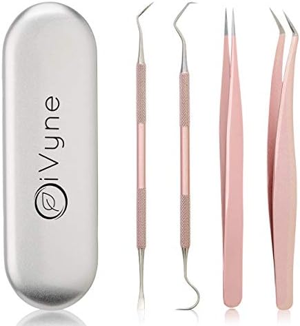 Premium Vinyl Weeding Tool Kit - Precision Stainless Steel Weeder - Hook and Pick with Fine Tweezers Crafting Set for Cricut Vinyl - by iVyne (Rose Gold)